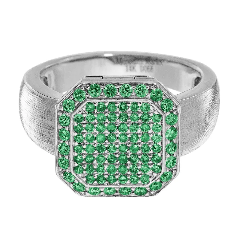 wedding bands for couples with gemstones-Poison Ring Petite Full Pavé Sterling Silver Emerald