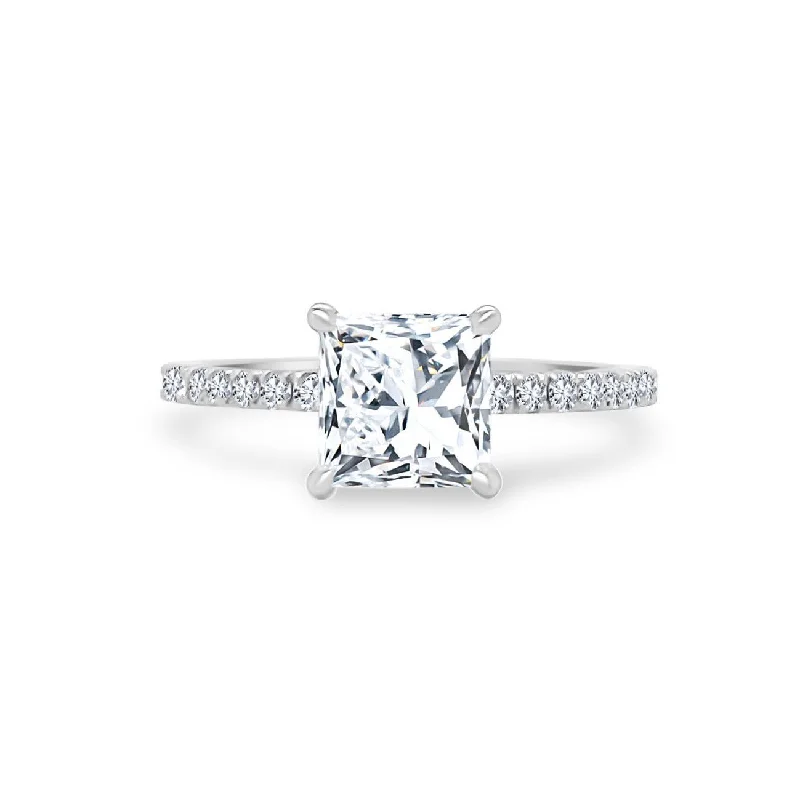 women’s diamond rings with white gold bands-Princess Cut Solitaire on Diamond Band