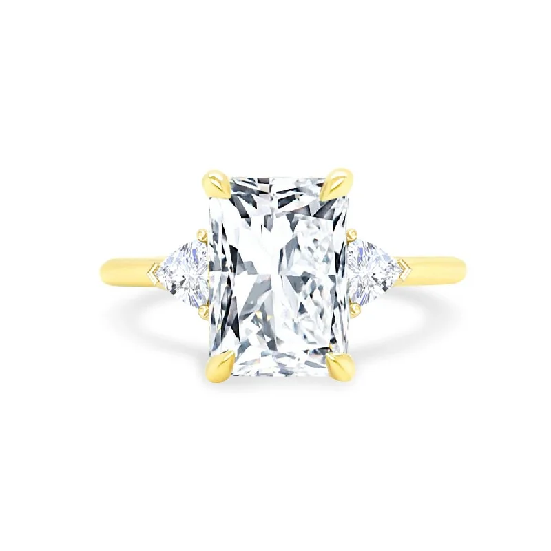 engagement rings with vintage designs-Radiant Cut with Trillion Cut Side Stones