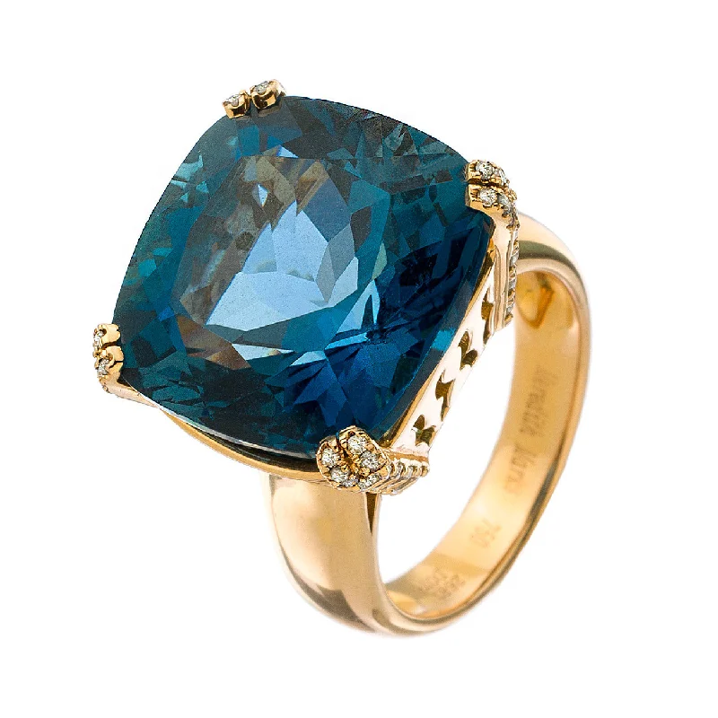 diamond solitaire engagement rings for women-Reid Ring Rose Gold London Blue Topaz