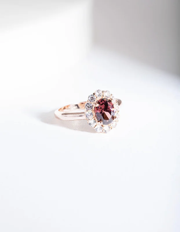 women’s rings with cushion-cut diamonds-Rose Gold Pink Stone Engagement Ring