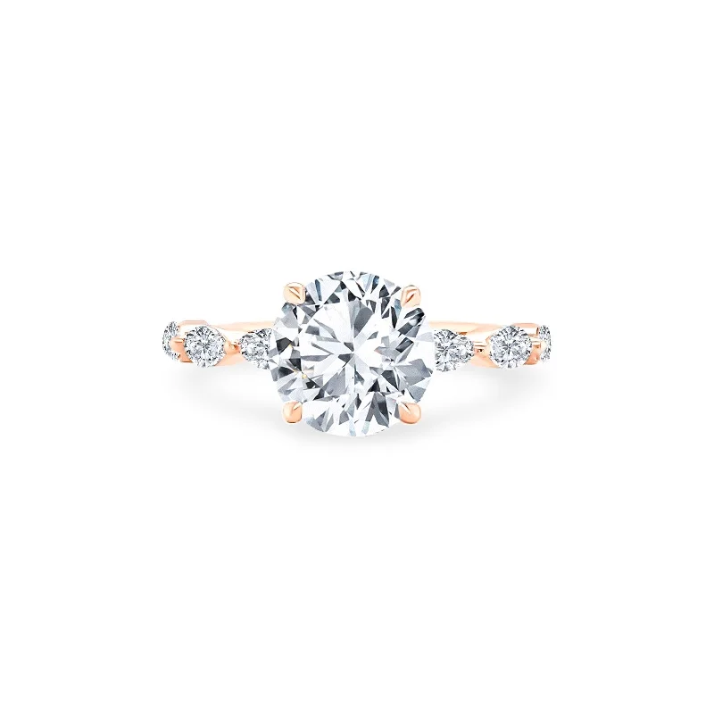 vintage-inspired promise rings-Round Solitaire on Marquise Cut Band