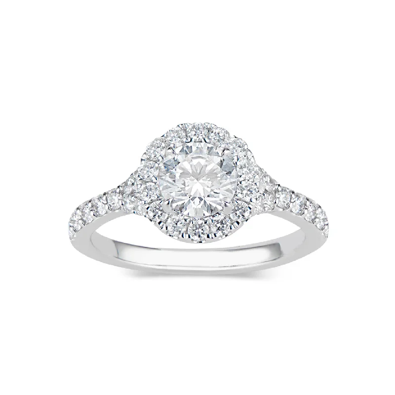 women’s rings with cushion-cut diamonds-Round Halo Diamond Engagement Ring with Subtle Split Shank