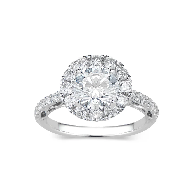 engagement rings with vintage designs-Halo Diamond Engagement Ring with Filigree