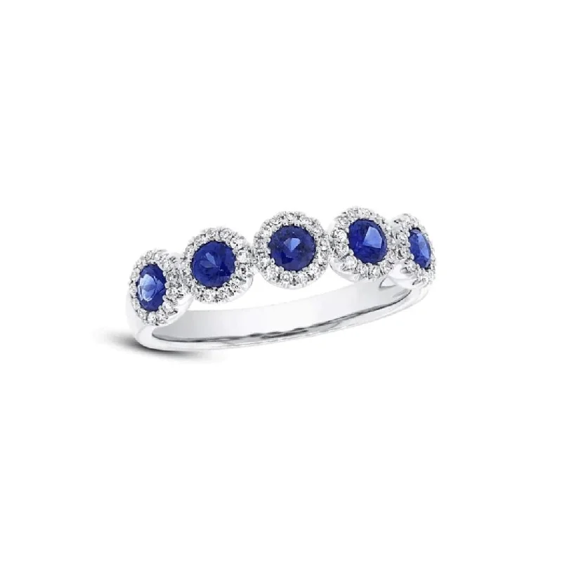 unique rings with rubies for men-Sapphire & Diamond Halo Band