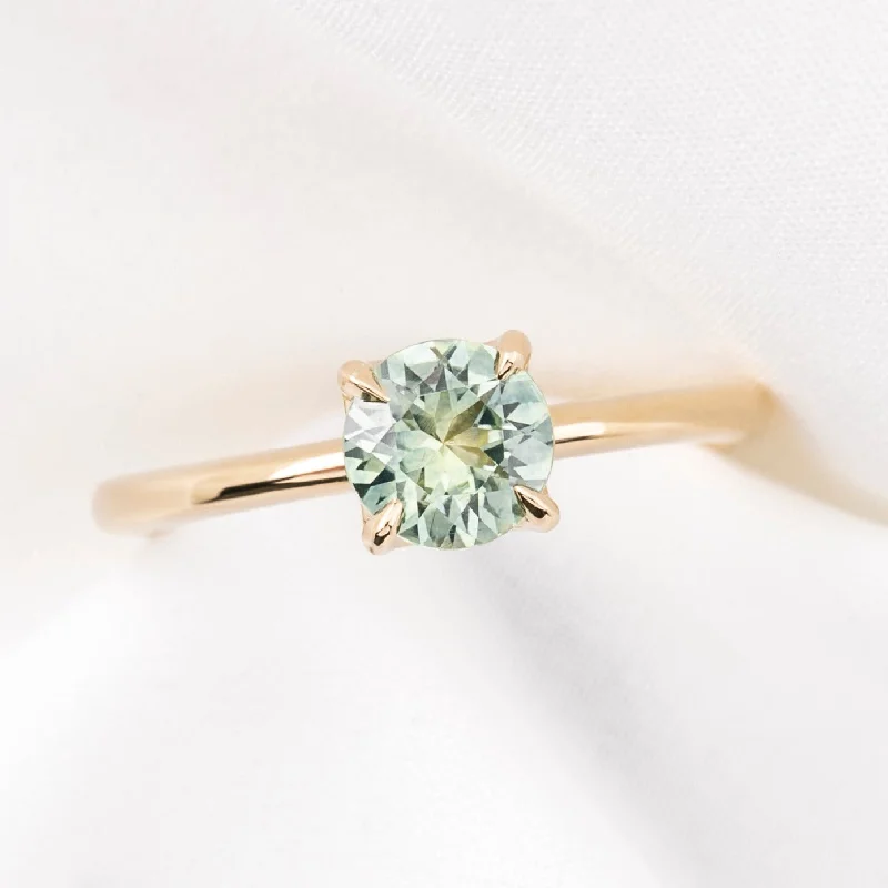 gemstone rings for men with diamonds-Sara Ring 0.95ct Light Aqua Blue Green Montana Sapphire, 14k Yellow Gold (One of a kind)