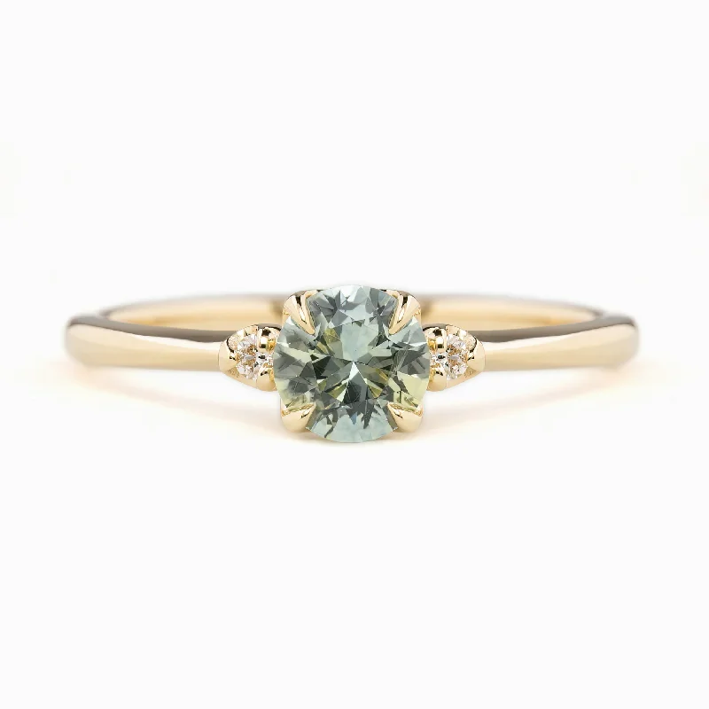 personalized gold engagement rings for men-Sofia Ring 0.83ct Aqua Blue Green Montana Sapphire, 14K Yellow Gold