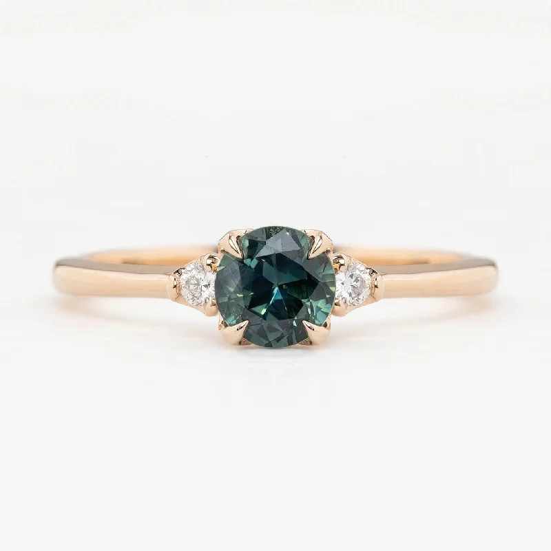 diamond engagement rings for men-Sofia Ring 0.71ct Blue Green Queensland Sapphire, 14k Rose Gold (One of a kind)