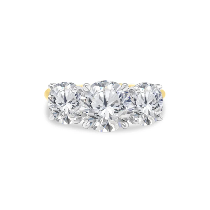 women’s diamond rings with white gold bands-Triple Round Cut