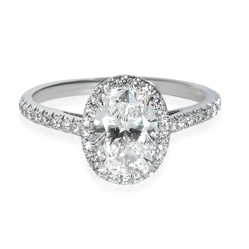 wedding bands for couples with gemstones-Tiffany & Co. Soleste Engagement Ring in  Platinum G VS1 1.29 CTW