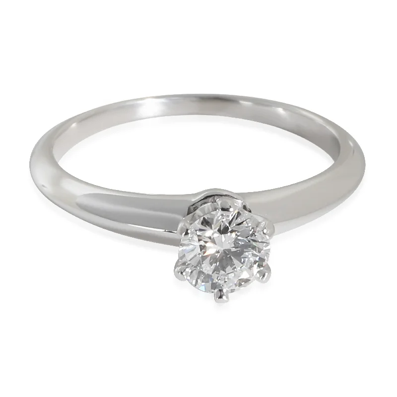 men’s silver wedding rings with diamonds-Tiffany & Co. Solitaire Diamond Engagement Ring in Platinum F VVS2 0.52 CTW