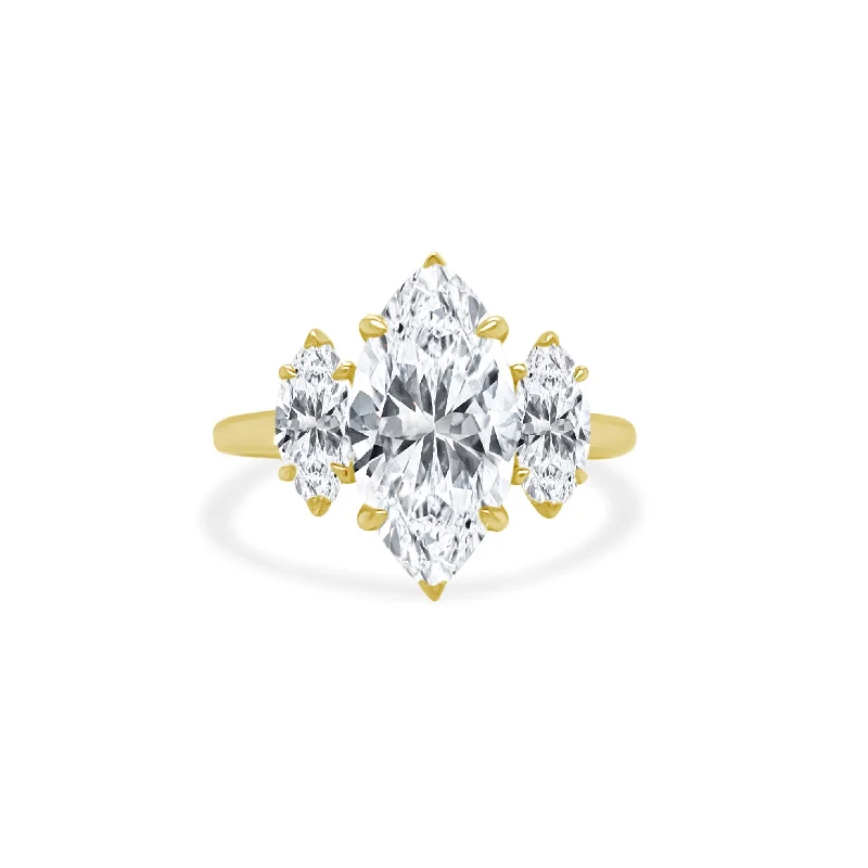 engagement rings with oval diamonds-Triple Marquise Cut