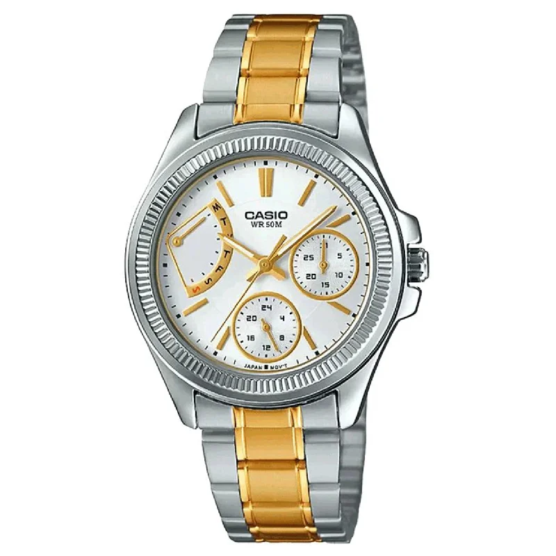 budget-friendly watches with stainless steel case-Casio Enticer White Dial Women 33.3mm