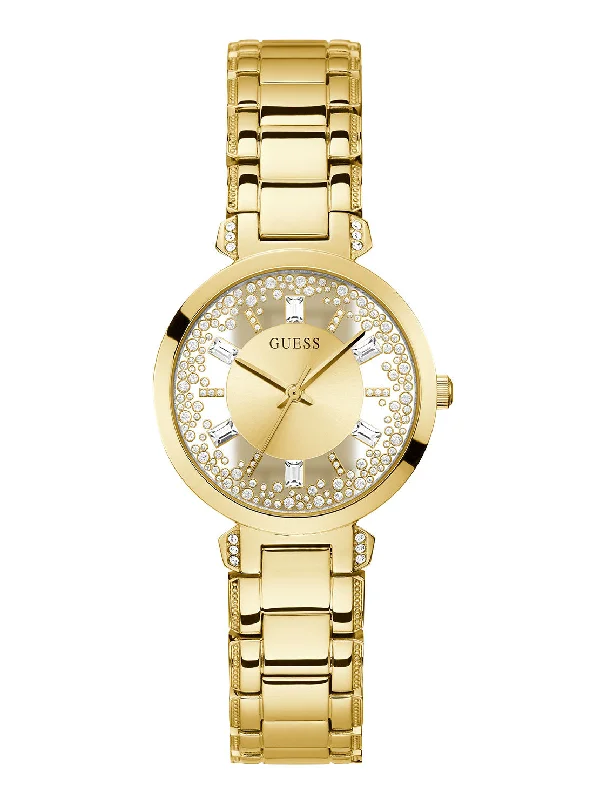 watches with GPS and heart rate sensor for athletes-Champagne Crystal Clear Glitz Watch