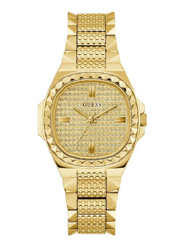 watches for men with thick leather strap for rugged look-Champagne Rebellious Glitz Watch