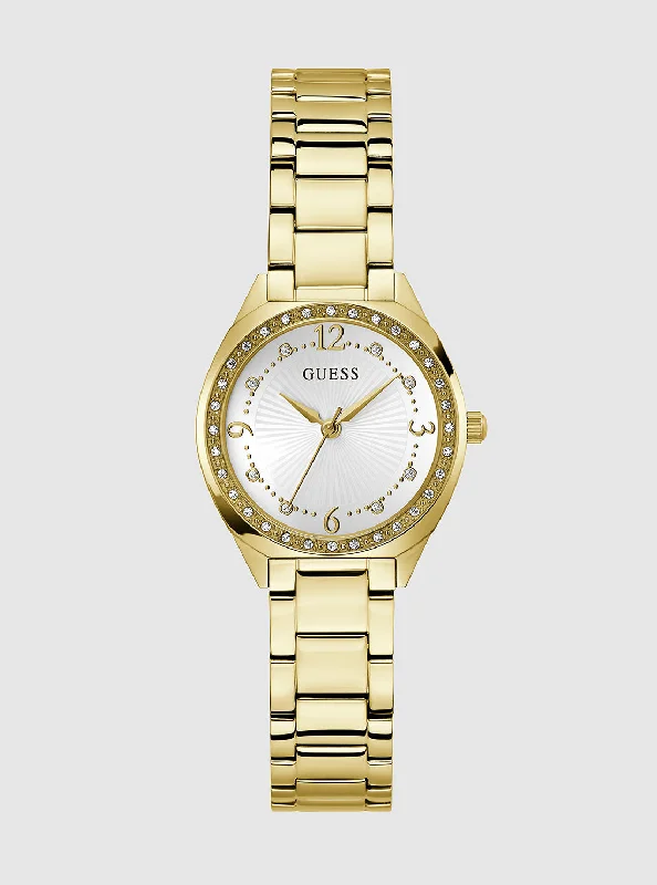 luxury watches with gemstone accents-Gold Charlotte Chrystal Link Watch