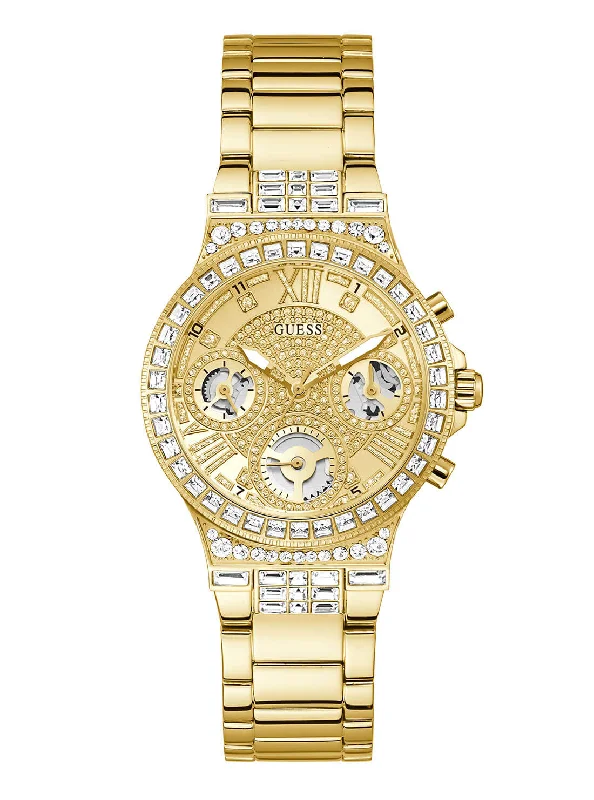 women’s wristwatches with leather strap-Gold Crystal Moonlight Watch