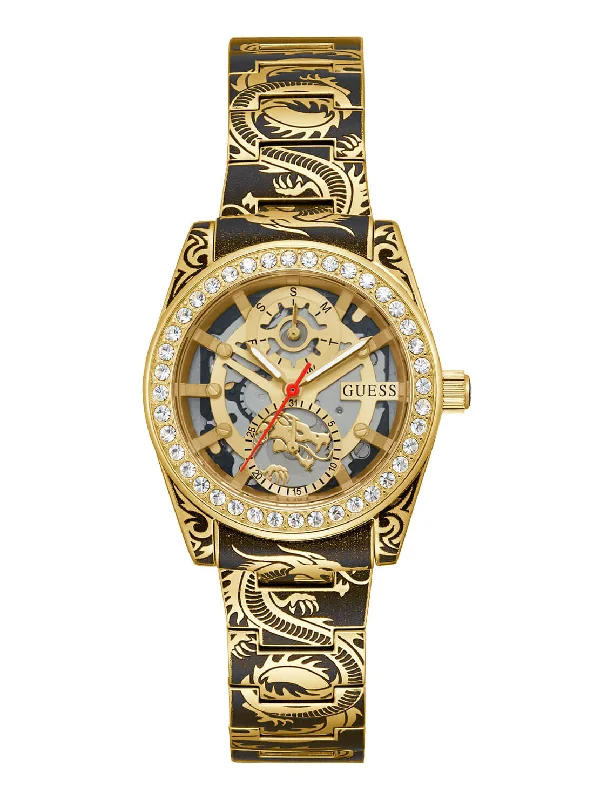 watches for men with rubber strap for durability-Gold Dragoness Glitz Watch