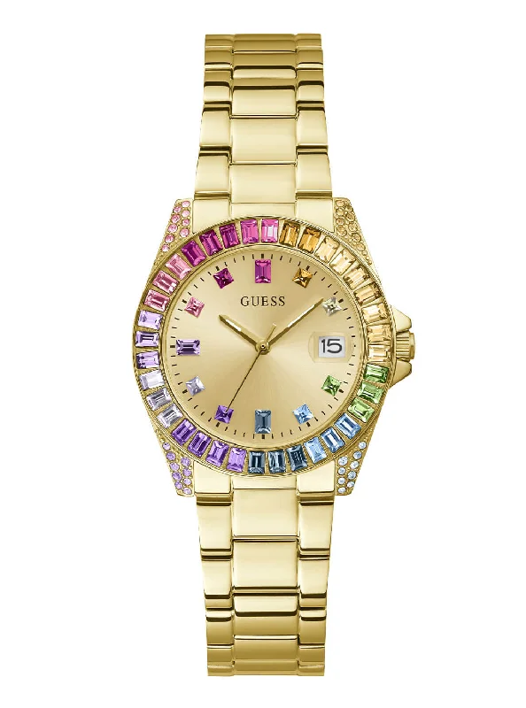 luxury watches for investment purposes-Gold Opaline Multi Crystal Link Watch