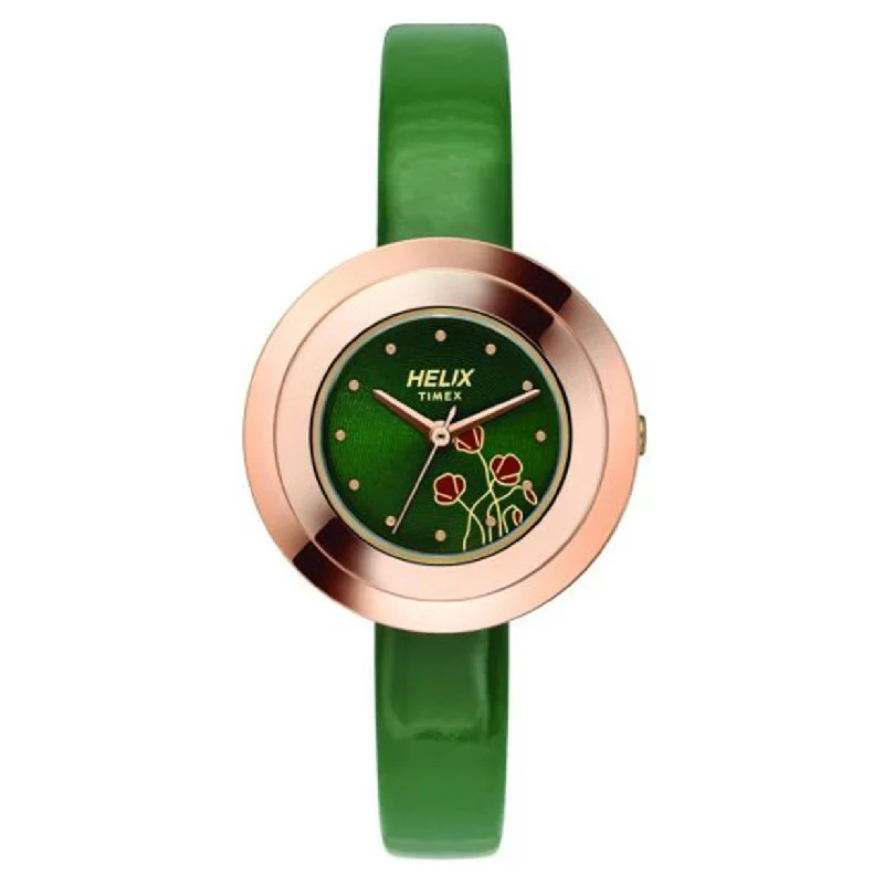 smartwatches with notifications for iPhone-Helix Analog Women Dark Green Dial