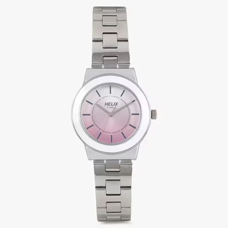 solar-powered wristwatches for outdoor lovers-Helix Women Purple Dial