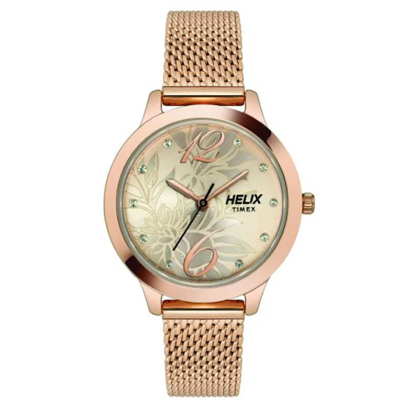 stylish women’s smartwatches with fitness functions-Helix Women Rose Gold Dial