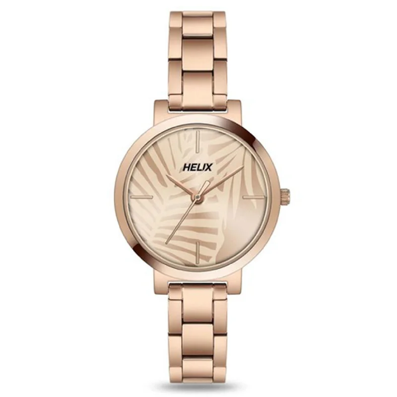 watches for daily wear with modern functionality-Helix Women Rose Gold Stainless Steel