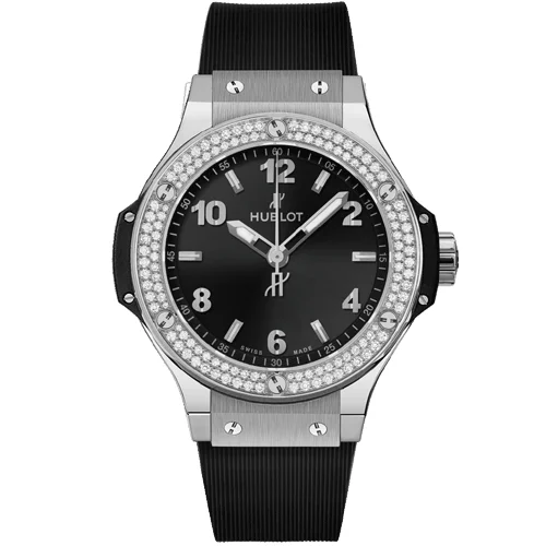 smartwatch with built-in voice assistant for busy professionals-Hublot Big Bang Steel Diamonds Matte Black Dial Women's Watch 38 mm