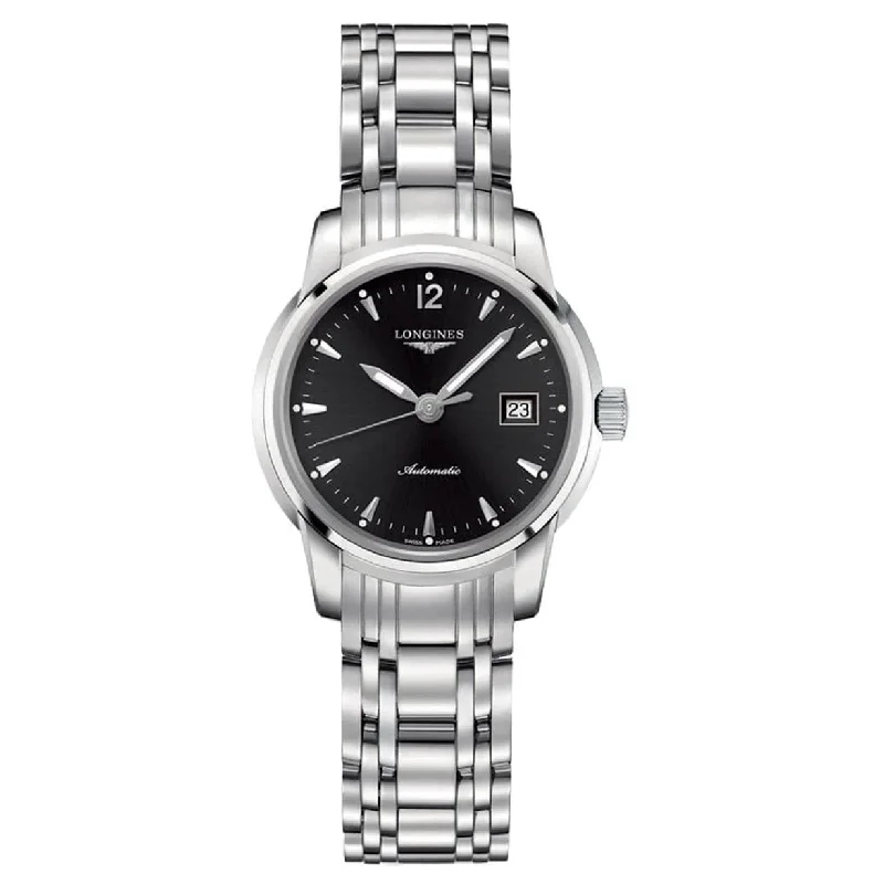 budget-friendly watches with stainless steel case-Longines Saint Lmier Black dial Women 30mm