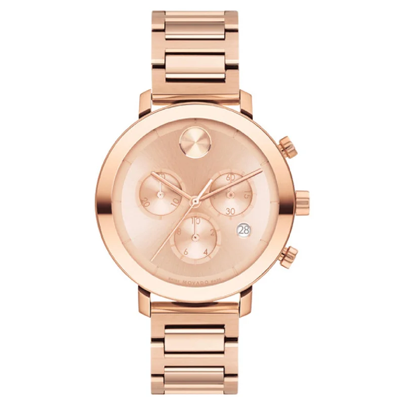 watches with night glow feature for low visibility conditions-Movado Bold Evolution Rose Gold Dial Women 38mm