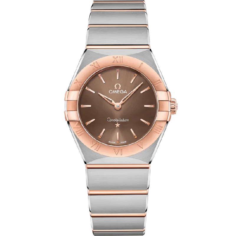 luxury watches with gemstone accents-Omega Constellation Quartzbrown Dial Women 28MM