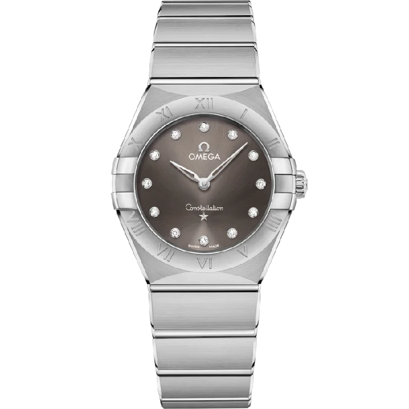 waterproof watches for boating and sailing-Omega Constellation Quartzgrey Dial Women 28MM