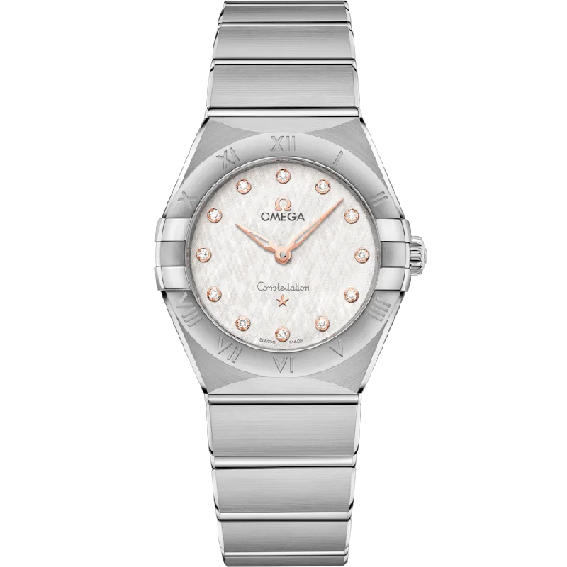 watches with water-resistant features for deep sea diving-Omega Constellation Quartzsilver Dial Women 28MM