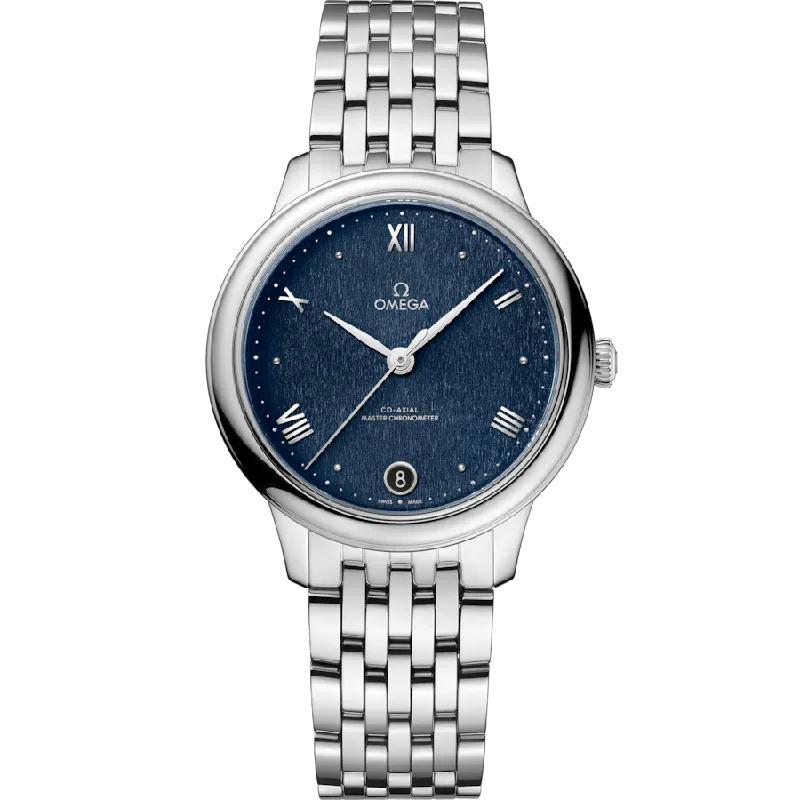 durable watches for construction workers-Omega De Ville Prestige Co‑Axial Master Chronometerblue Dial Women 34MM