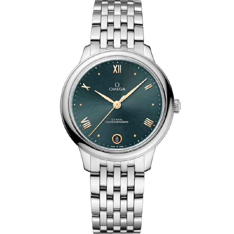 classic women’s watches with gold-tone finish-Omega De Ville Prestige Co‑Axial Master Chronometergreen Dial Women 34MM