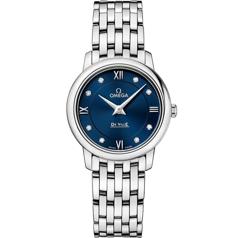 classic men’s watches with leather band-Omega De Ville Prestige Quartzblue Dial Women 27.4MM