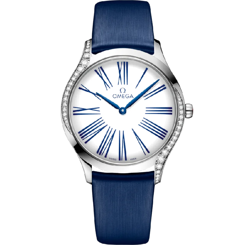 watches with moon phase complication for collectors-Omega De Ville Trésor Quartzwhite Dial Women 36MM