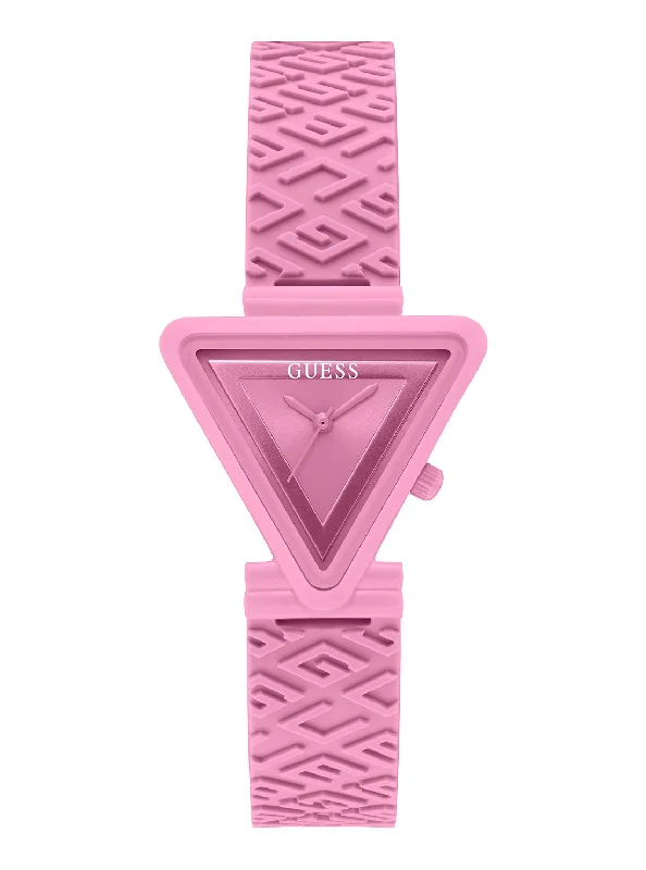 women’s watches with rose gold accents for trendy look-Pink Fame Logo Silicone Watch