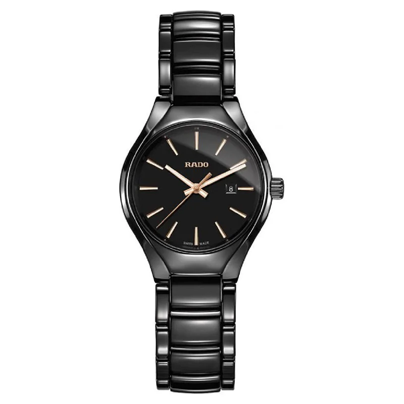 watches for outdoor enthusiasts with barometer-Rado True Black Dial Women 30mm