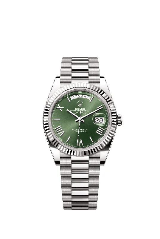 retro watches for men with vintage designs-Rolex Day-Date 40 mm 228239 President Fluted Green Dial