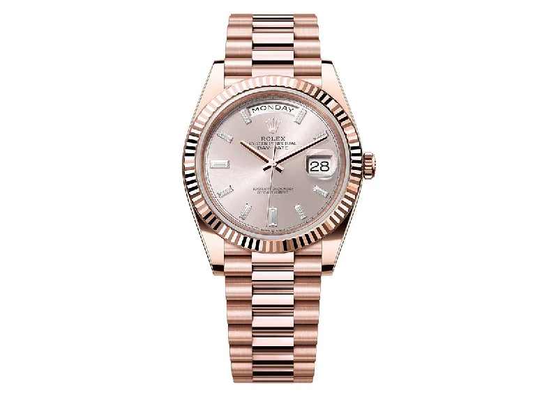 men’s watches with chronograph function-Rolex Day-Date 40mm 228235 Rose Gold President Sundust Diamond Dial