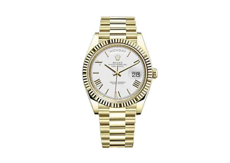 watches with Swiss automatic movement for precision-Rolex DayDate 40mm 228238 Yellow Gold President White Dial