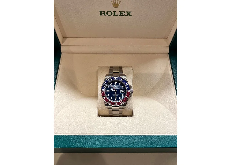 smartwatch for fitness with heart rate and GPS-Rolex GMT-Master II 40mm 126710BLRO Pepsi Oystersteel Oyster Black Dial