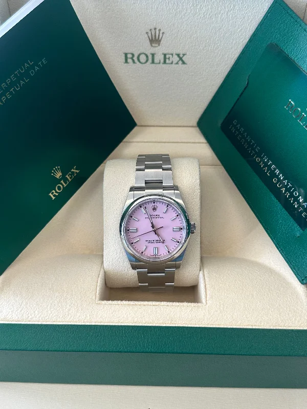 watches for divers with pressure gauge-Rolex Oyster Perpetual 36mm 126000 Oystersteel Candy Pink Dial