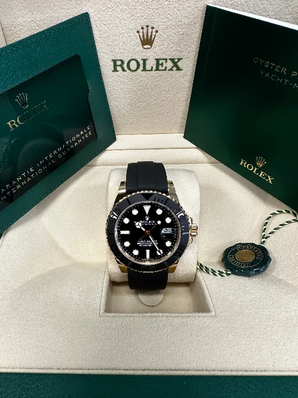 casual watches for everyday wear-Rolex Yacht-Master 42mm 226658 Yellow Gold Oysterflex Black Dial