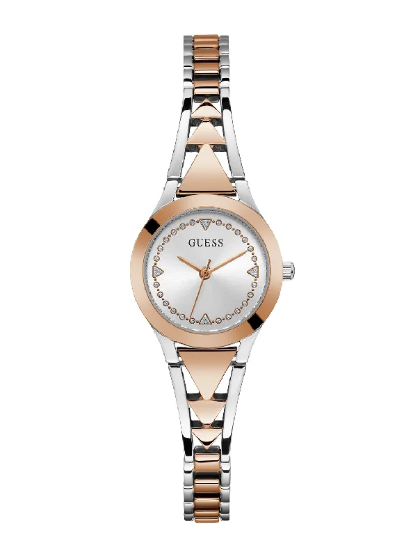 solar watches for outdoor enthusiasts with eco-friendly design-Rose Gold Silver Tessa Watch