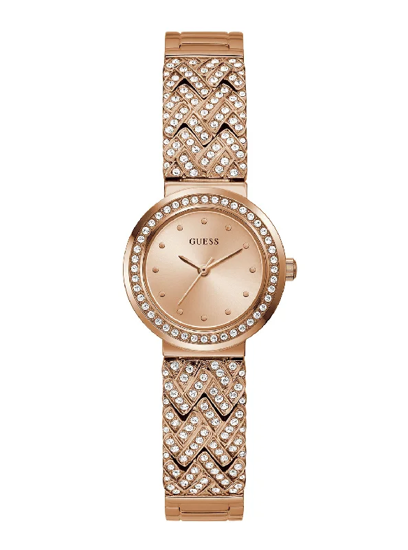 watches with 24-hour time display-Rose Gold Treasure Crystal Watch