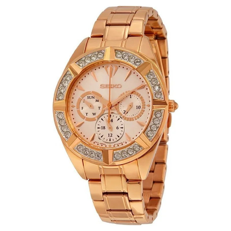 fitness tracking watches with GPS-Seiko Lord Rose Gold Dial Women 38mm