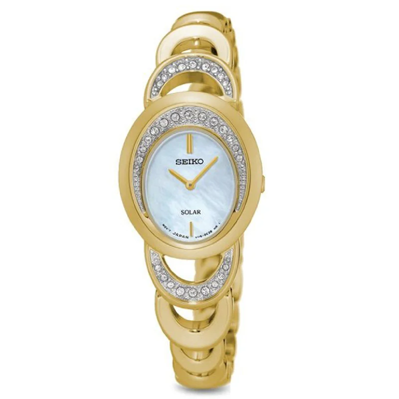 watches with glow-in-the-dark hands-Seiko Solar Mother Of Pearl Dial Women 22.9mm