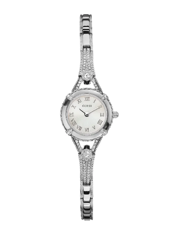 oversized watches for men with metal case-Silver Angelic Glitz Watch